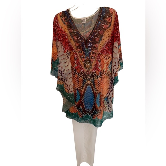 NWT crystal-embellished sheer tunic, wrap or swim coverup one size - Picture 9 of 10